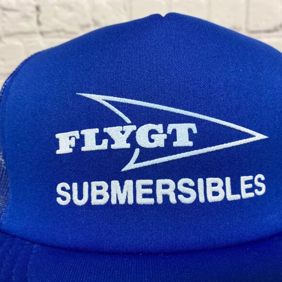 Vintage FLYGT Submersible Trucker Hat Mesh Cap Adjustable Snapback Blue - Picture 4 of 6